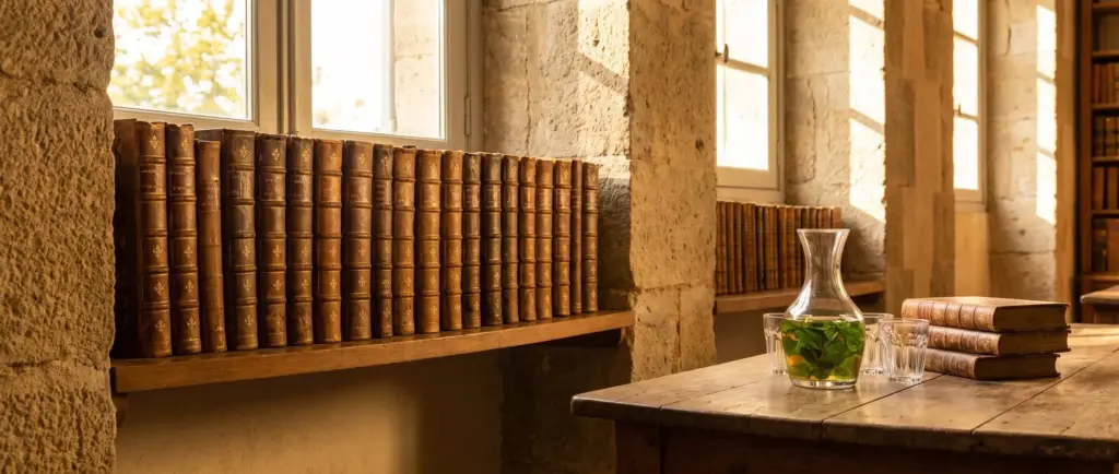 Des livres anciens reliés sur une étagère
