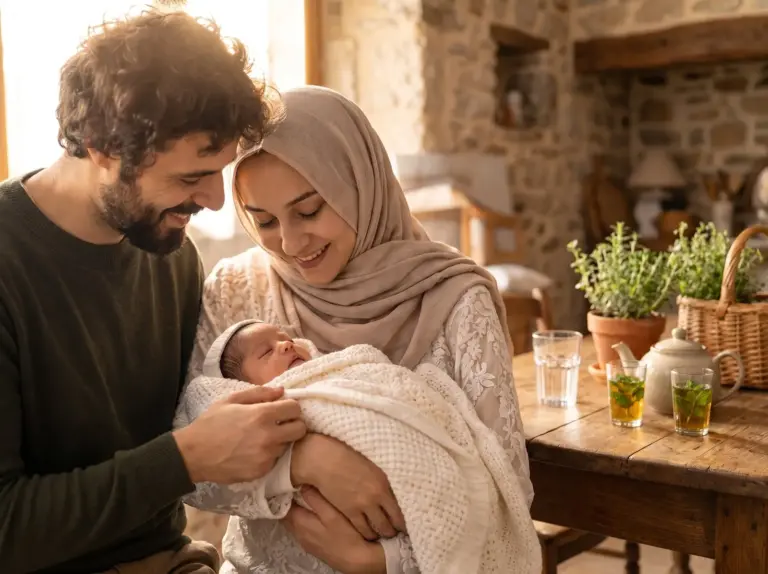 Un père et une mère regardent tendrement leur nouveau-né