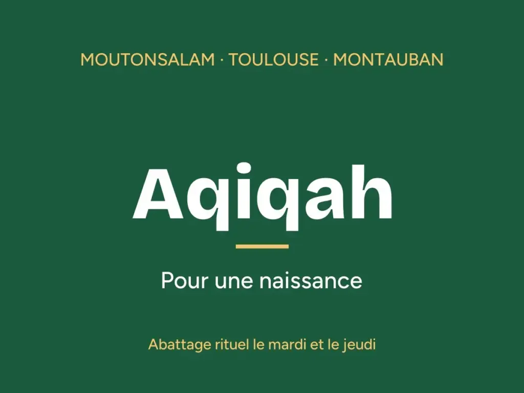 Carte verte portant le mot Aqiqah, pour une naissance